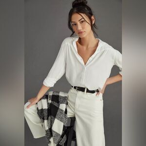 Anthropologie x Cloth & Stone Shirred Buttondown Shirt Size XL